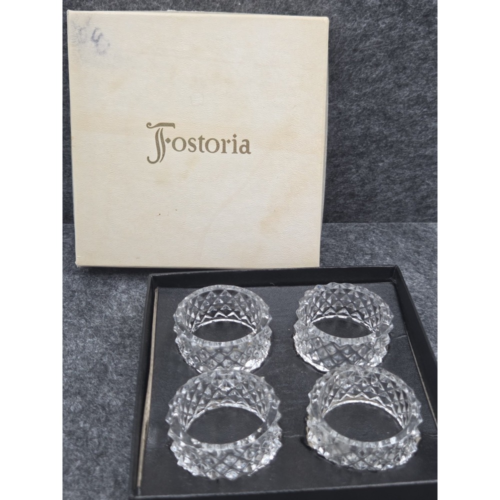 Vintage Fostoria American Heritage Lead Crystal Napkin Rings - Set of 4